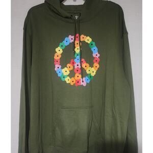 The phluid project peace sign green hoodie women's extra large